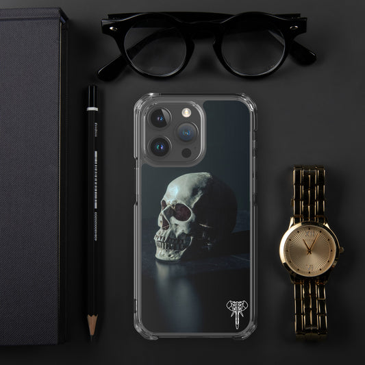 Lone-skull-on-black-table - Clear Case for iPhone®
