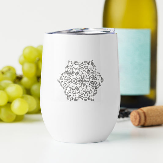 wine tumbler insulated stainless mandala 30 front