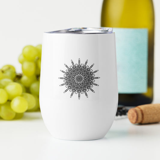 Wine Tumbler in stainless steel insulated - surreal1 mandala